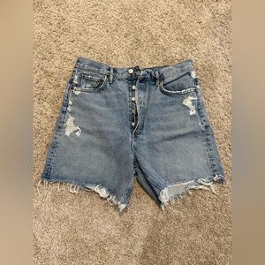 Agolde Blue Distressed Jean Shorts